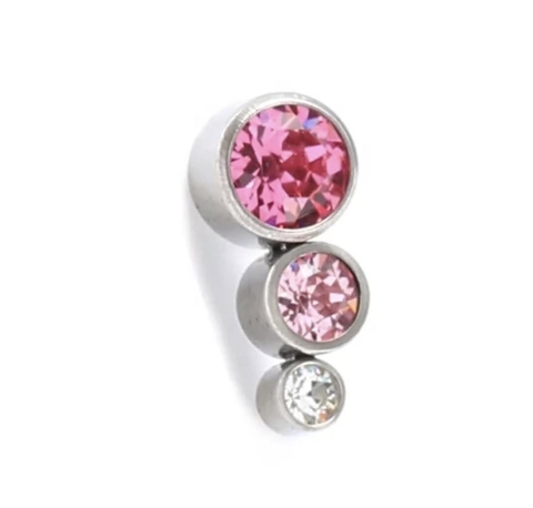 Labret titânio zircônia rosa e pink lado direito, 8mm.