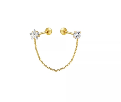 Labret corrente aço gold banhado 6mm