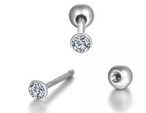 Labret titânio (0.8mm)8mm espessura, rosca externa.