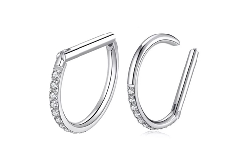 Segmento titânio pedras zircônia, 10mm x 1.2mm. Abertura click.