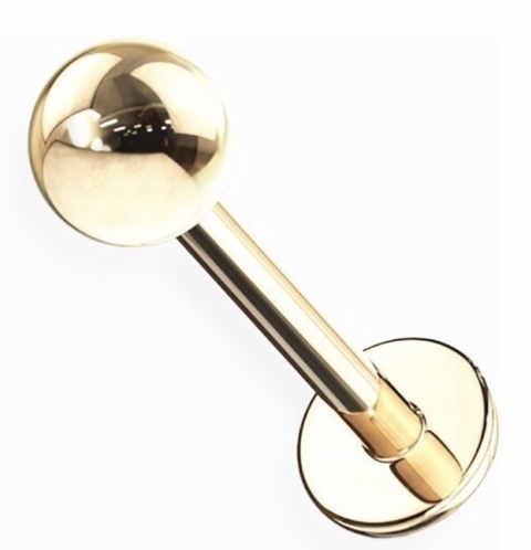 Labret titânio 8mm rosca externa. PVD gold.