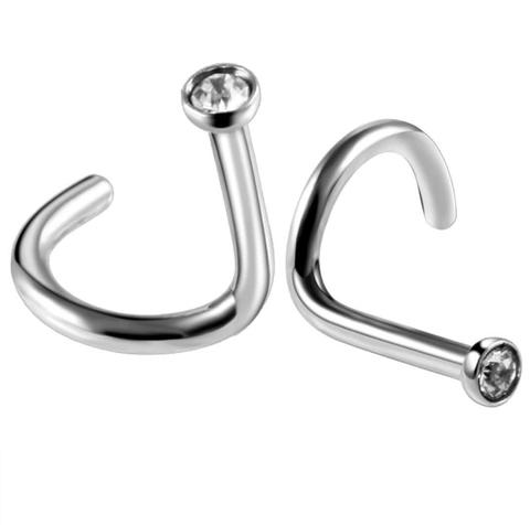 Nostril aço zircônia cristal. 7mm