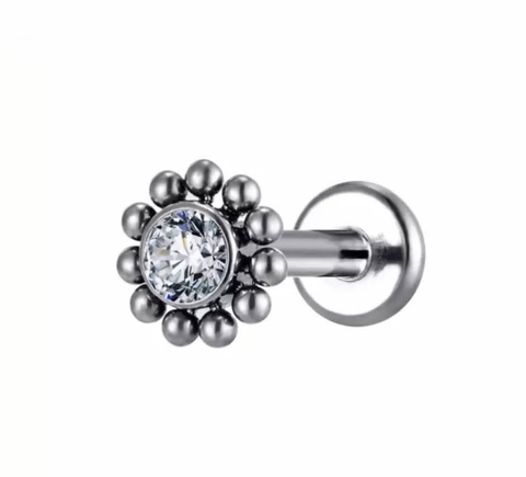 Labret aço esferas 10mm, rosca interna.