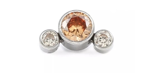 Labret titânio zircônia cristal e champanhe 8mm.