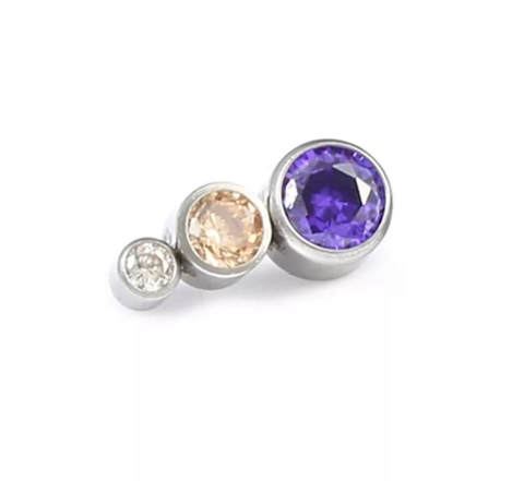 Labret titânio zircônia lilás e champanhe 8mm (Lado esquerdo)
