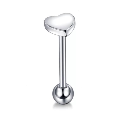 Barbell aço cirúrgico coração 16mm (língua)