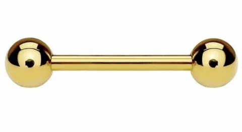 Barbell Reto titânio PVD gold 14mm. 1.6mm