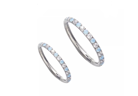 Segmento titânio zircônia e opala azul, 10mm.