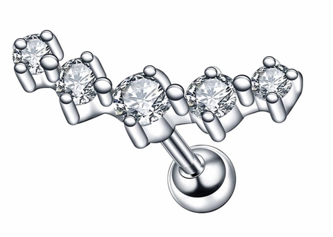 Cluster labret aço strass cristal 6mm