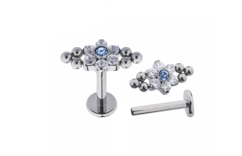 Labret titânio zircônia e esferas 8mm
