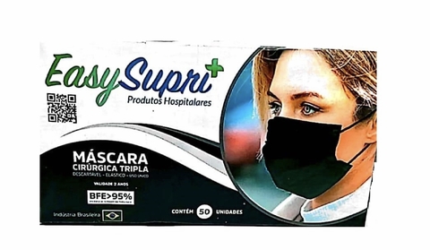 Máscara descartável cor preta easy supri