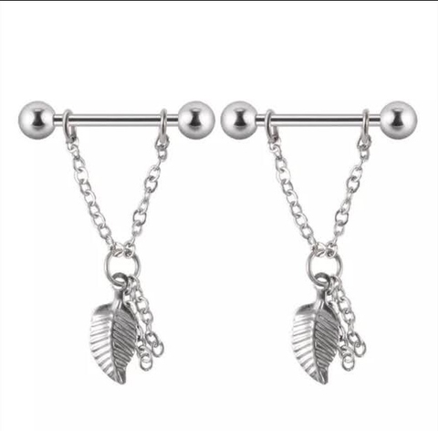 Barbell aço cirúrgico, O PAR. Corrente e pena. 16mm x 1.6mm.