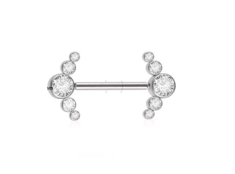Barbell aço cirúrgico, push Pin. 14mm. Valor unitário. Pedras coladas. Pedra strass.