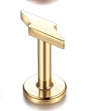 Labret aço raio PVD gold rosca interna 8mm