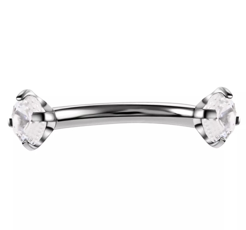 Barbell curvo aço strass 1.2x8mm