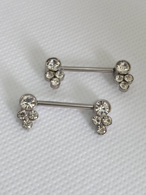 (Barbell aço cirúrgico pedras zircônia 16mm. ( O PAR)