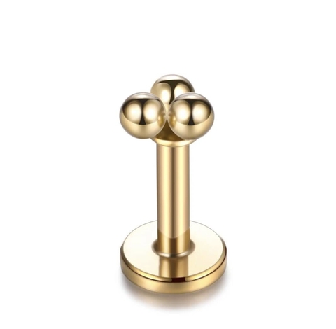 Labret aço esferas gold 8mm rosca interna