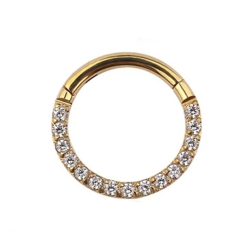 Segmento titânio cravejado frontal gold 8mm