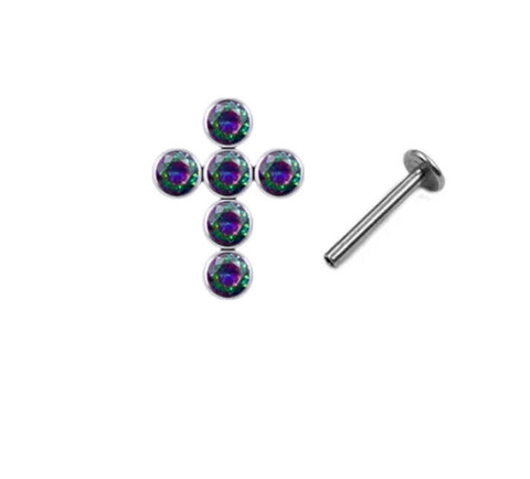 Labret Cruz titânio zircônia lilás 8mm