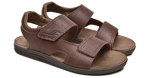 SANDALIA MASCULINA FREEWAY EM COURO 2 VELCROS - CANASTRA04