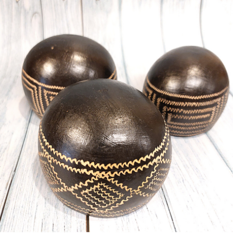 Trio de Cuia Alta Decorada Etnia Tikuna - Amazônia