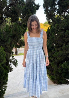 Vestido Paula (vichy grande azul bebê) - comprar online
