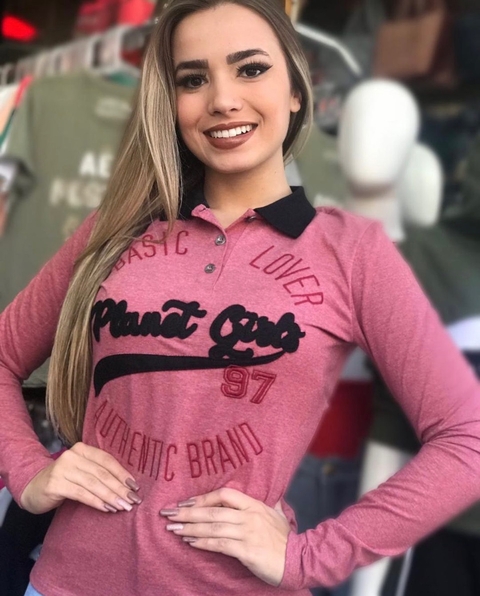 blusa polo m longa planet