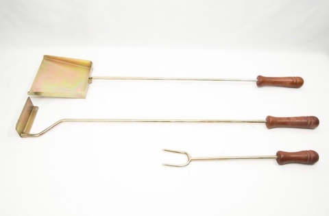 Juego pala, atizador y tenedor zincado