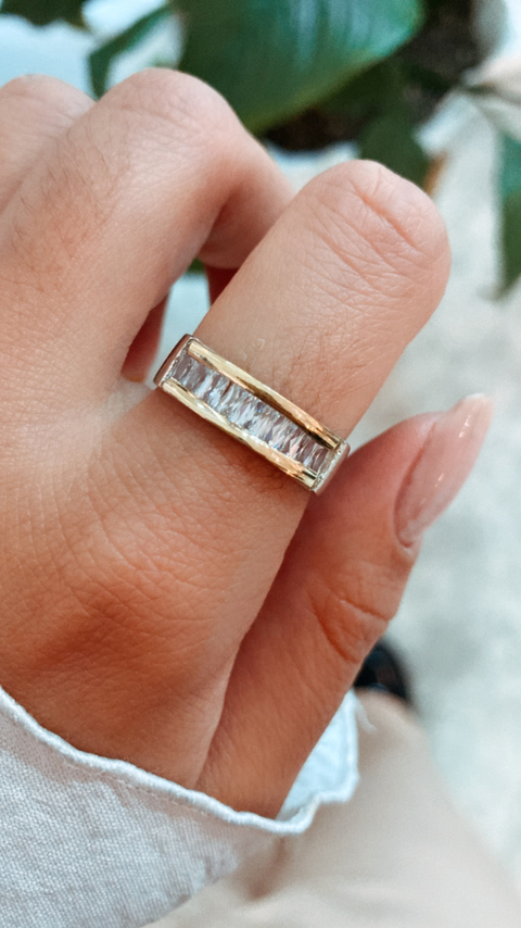 ANILLO DOBLE LINEA ORO Y CUBICS CHIC - comprar online