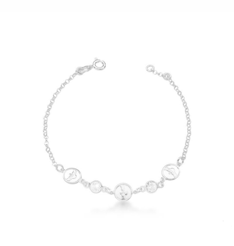 Pulseira Espírito Santo com zirconias em prata 925