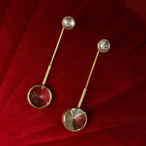 Brinco Poesia | Prata 950 | Greengold e ametista rosefrance | Banho de ouro amarelo 18k