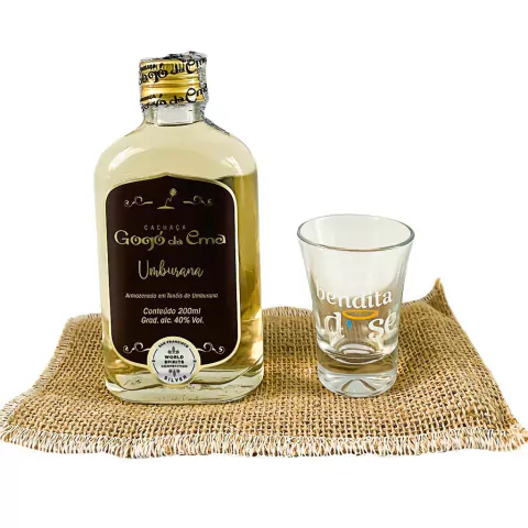 Cachaça Gogó da Ema Tradicional Umburana 200ml + Juta + Copo