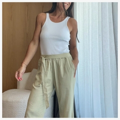 Pantalon Lino LORET - Oliva - Bruskas