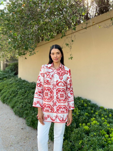 CAMISÃO MALÁSIA VERMELHO - LINHO
