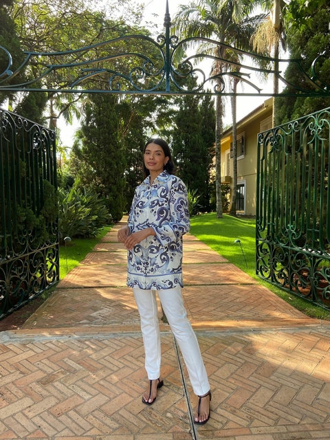 CAMISÃO MALÁSIA AZUL - LINHO