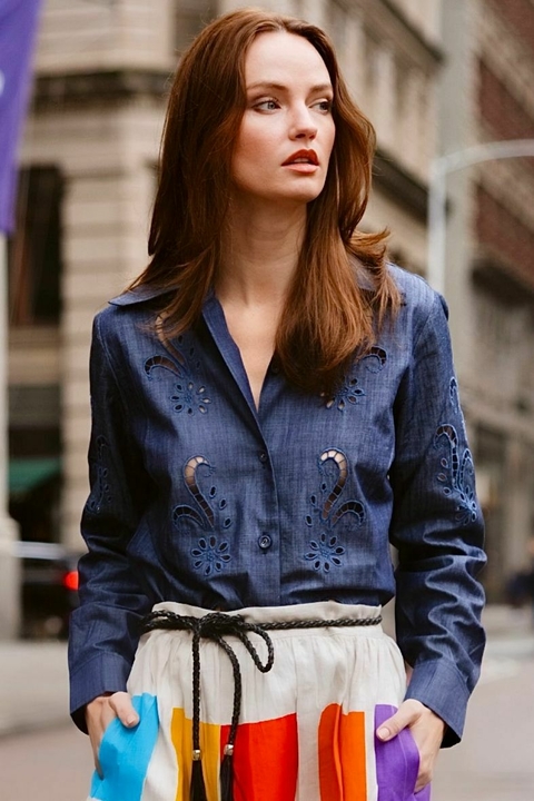 CAMISA RECHILIEU - ALGODÃO JEANS