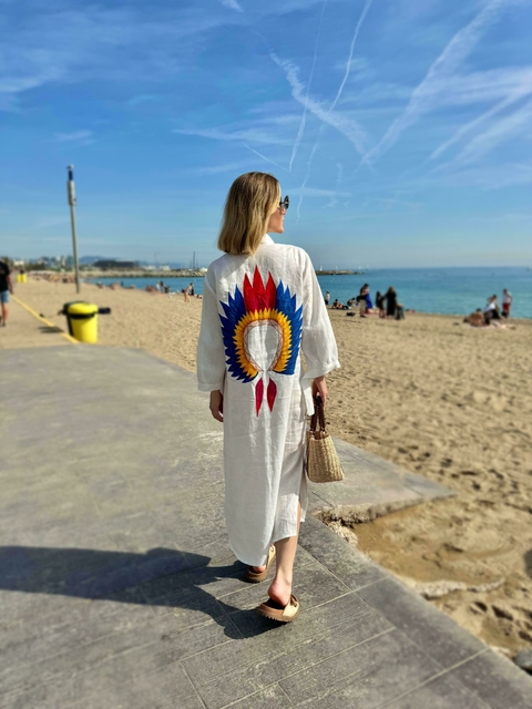 CAMISÃO COCAR BRANCO - LINHO