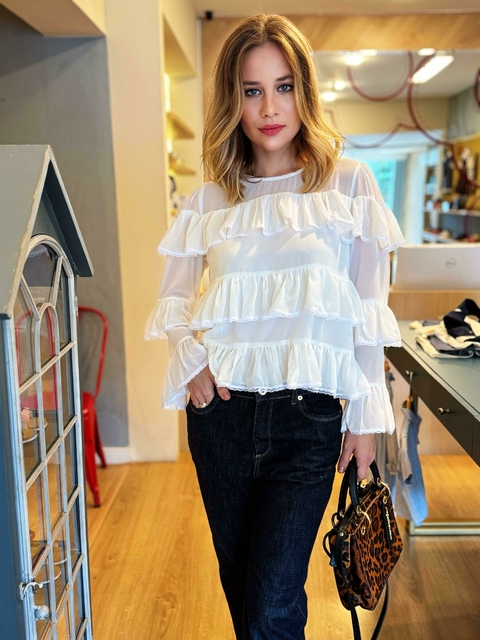 CAMISA BOHO BRANCA - CREPE TOQUE DE SEDA - comprar online