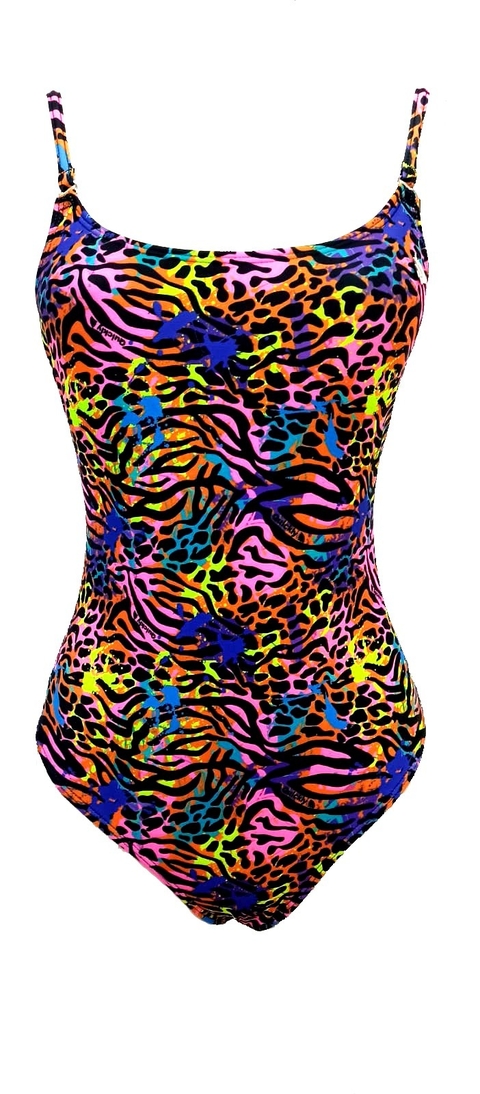 Malla Enteriza Dama Espalda Alta Lycra Estampada -Marca Quickly Talle 1 al 4 - E2320 Animal