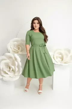 VESTIDO GLEICE COM LAÇO -MALHA CANELADA - comprar online
