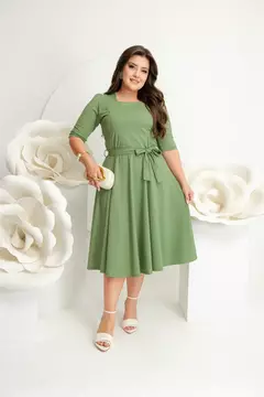 VESTIDO GLEICE COM LAÇO -MALHA CANELADA - loja online