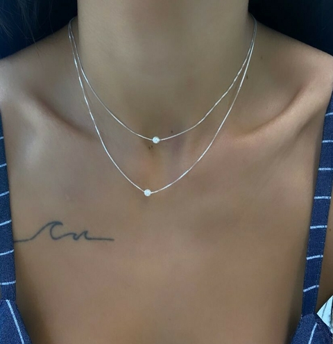 Colar duplo pérola Shell 4mm 45cm Parta 925 - comprar online