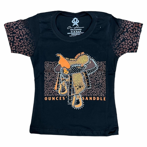 T-SHIRT OX HORNS FEMININA INFANTIL COM STRASS ESTAMPA SELA