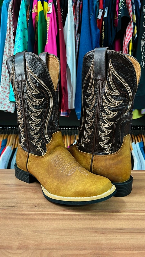 BOTA TEXANA GOYAZES MASCULINA ATLANTA CAFÉ BORDADO DLLS OCRE