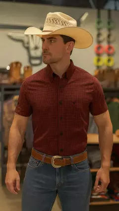 CAMISA MASCULINA XADREZ MANGA CURTA 100% ALGODÃO - comprar online