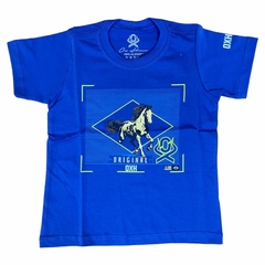CAMISETA OX HORNS MASCULINA INFANTIL AZUL ESTAMPA CAVALO