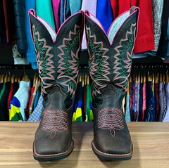 BOTA TEXANA FEMININA COURO LEGITIMO BORDADOS ROSA VERDE na internet