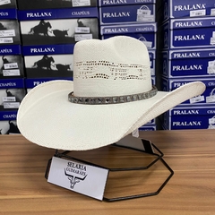 BANDINHA PARA CHAPÉU COURO LEGITIMO PEDRARIA PRATA E STRASS