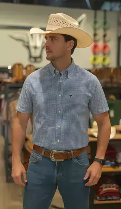 CAMISA MASCULINA XADREZ MANGA CURTA 100% ALGODÃO - comprar online