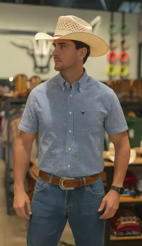 CAMISA MASCULINA XADREZ MANGA CURTA 100% ALGODÃO - comprar online